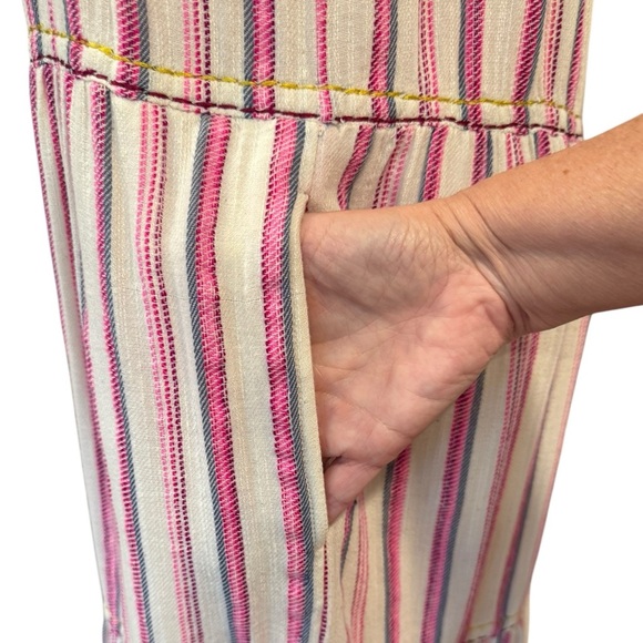 Sundance Veria Midi Tiered Pockets Striped Embroidered Sleeveless Boho Medium - Picture 5 of 9